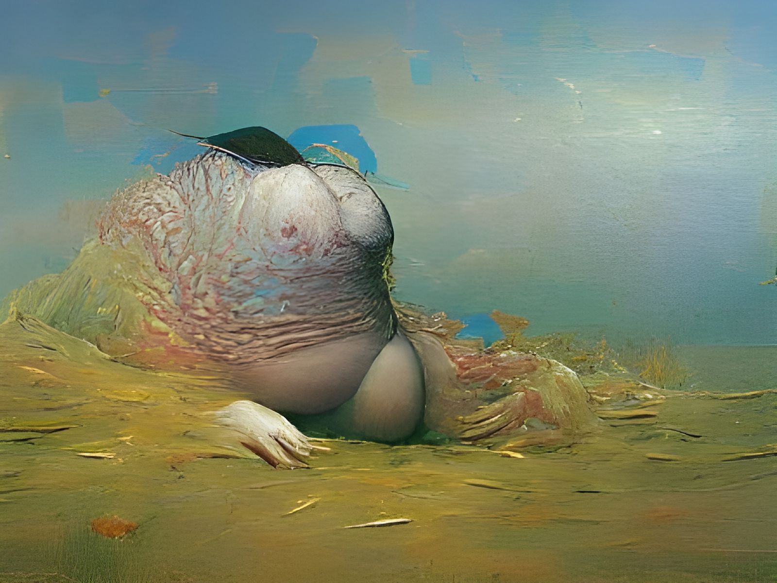 Dystopian Beach Scene in Beksinski Style