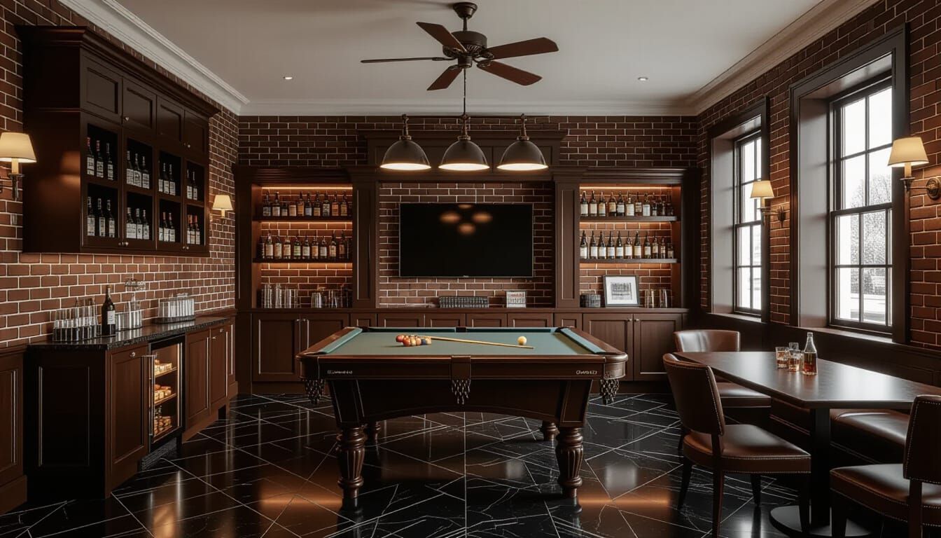 Victorian Billiards Room with Atmospheric Lighting