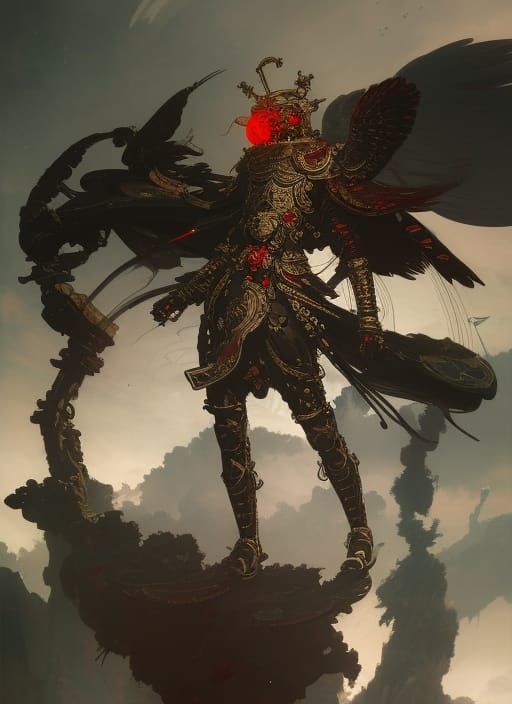 Celestial Ronin Demigod in Dark Fantasy Portrait