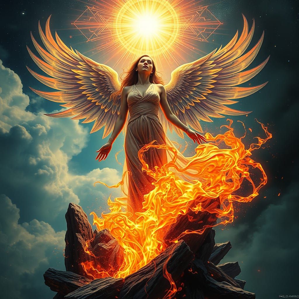 Ethereal Phoenix Ascends from Cosmic Ashes