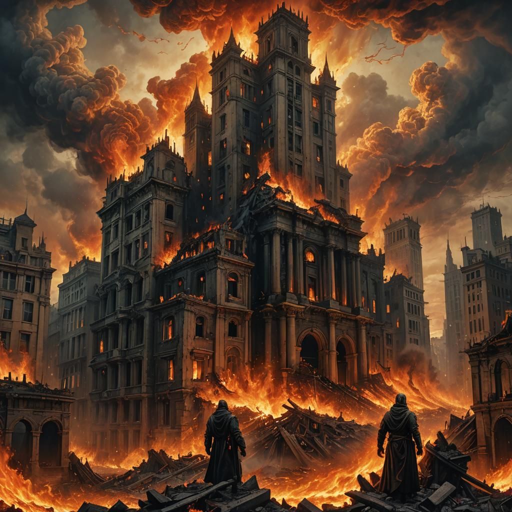 Apocalyptic Fire Wave Engulfs Cityscape