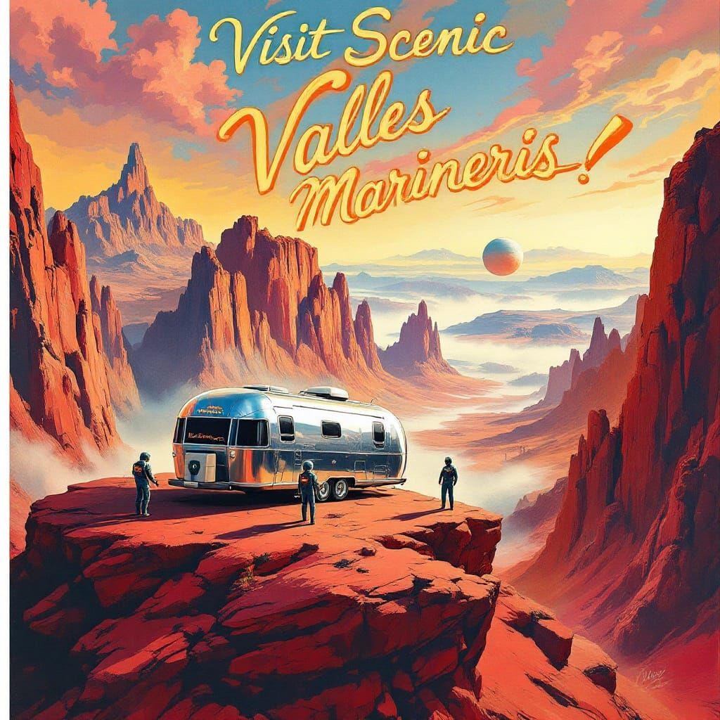 Martian Travel Poster in Salvador Dali Style