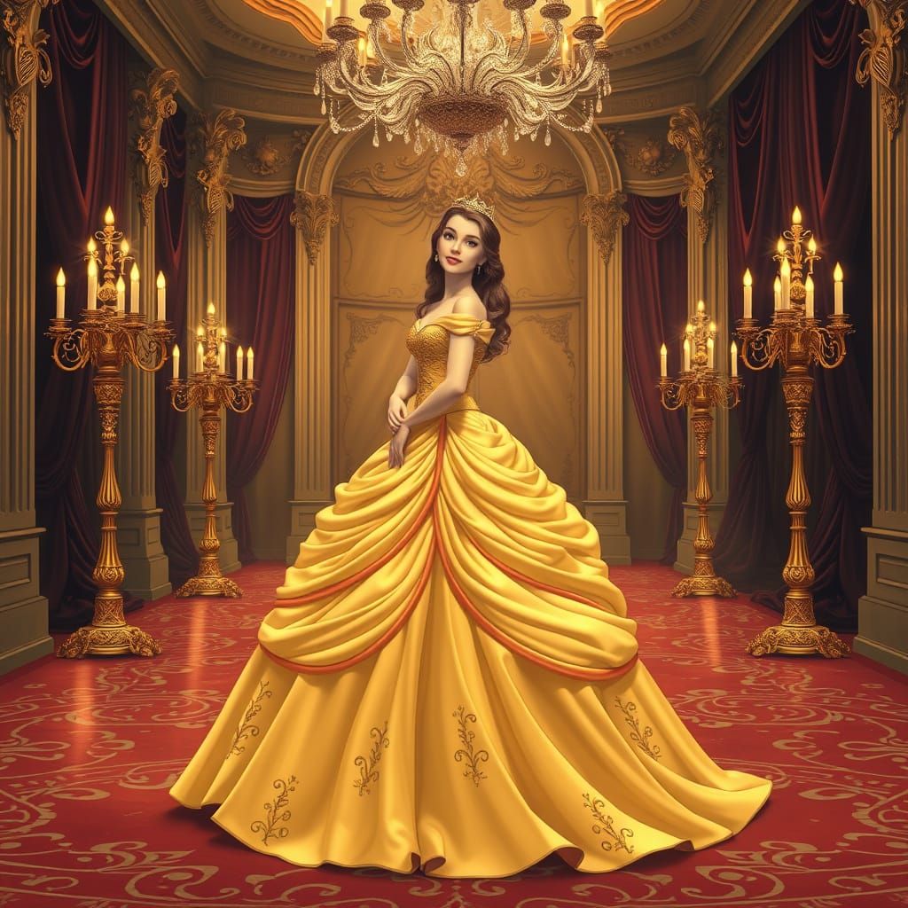 Princess Belle in Art Nouveau Ballroom