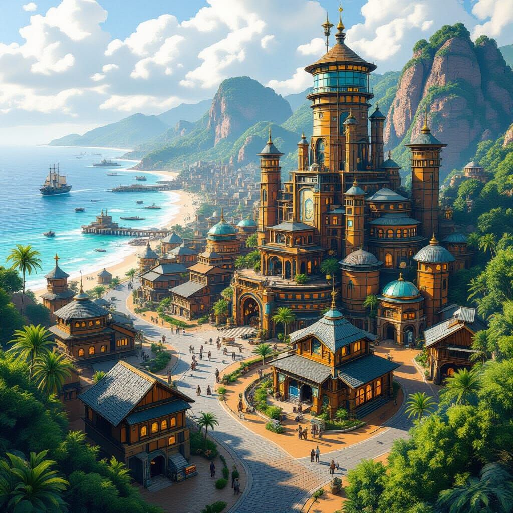 Fantasy African Sci-Fi City in Digital Matte Painting Style