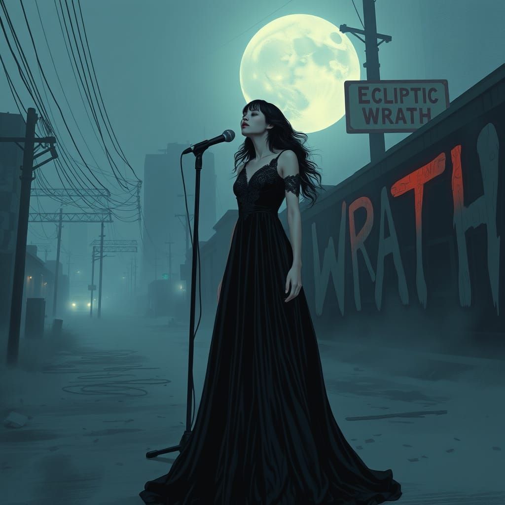 Ethereal Singer in Post-Apocalyptic Cityscape