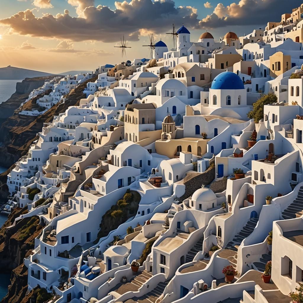 Santorini Island: A Digital Matte Painting of Greek Paradise
