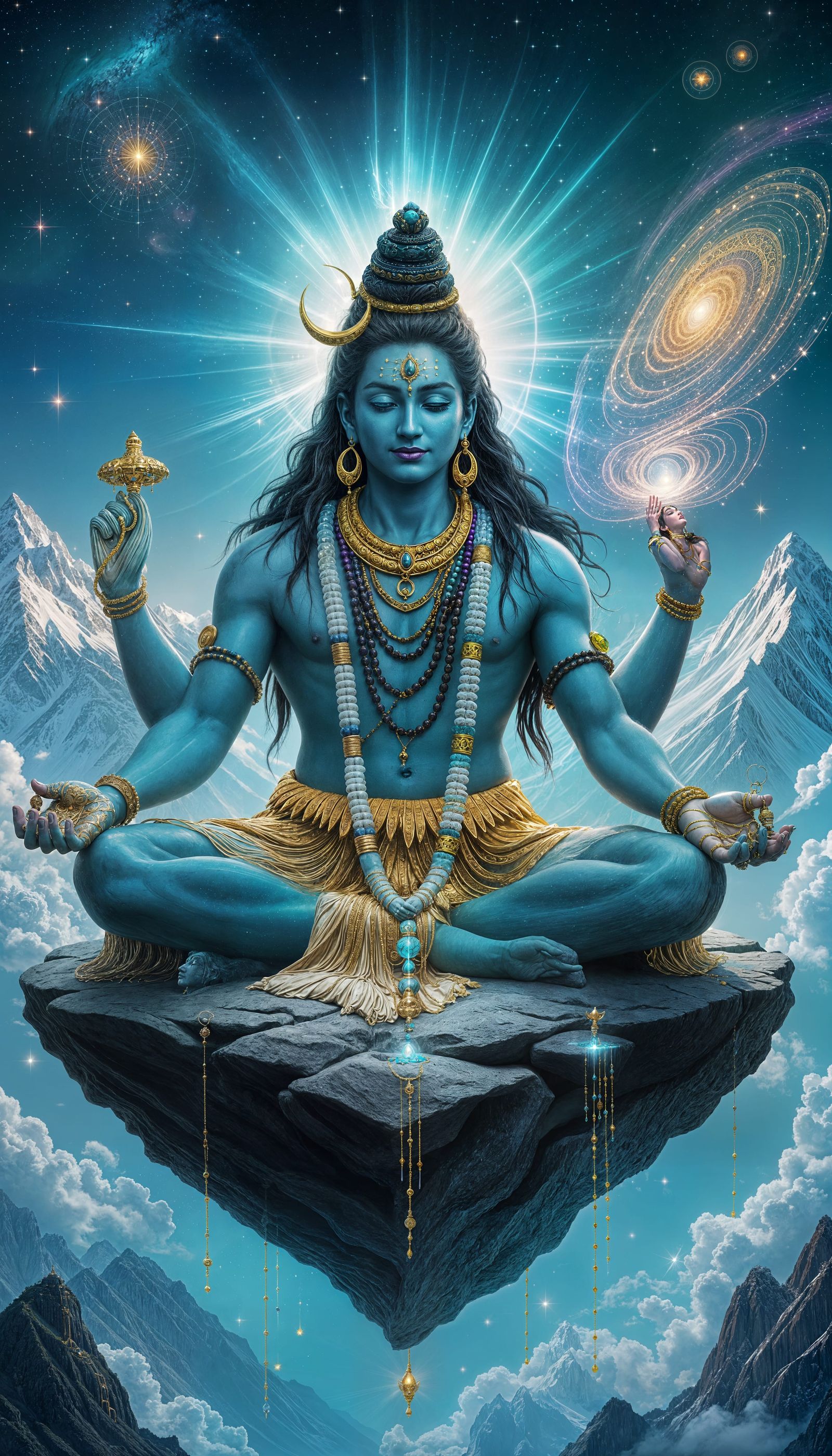 Lord Shiva in Cosmic Meditation: Digital Art