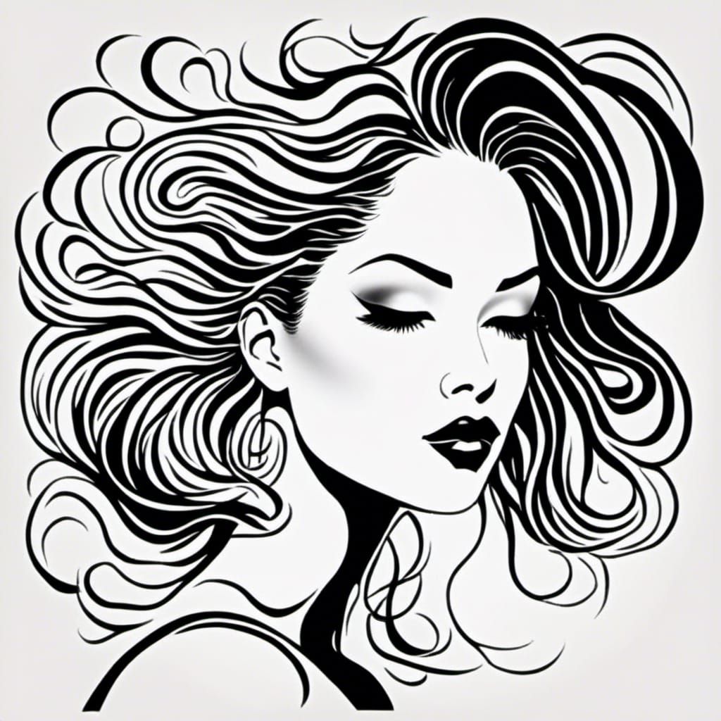 Minimalist Line Art of Woman's Face in Silhouette