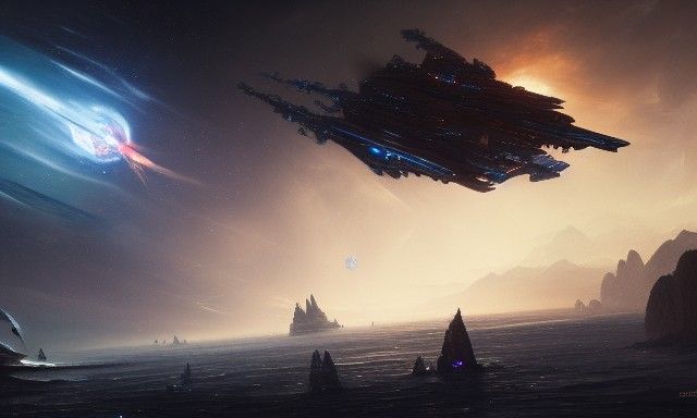 Epic Spaceship Battle Concept Art in 8K