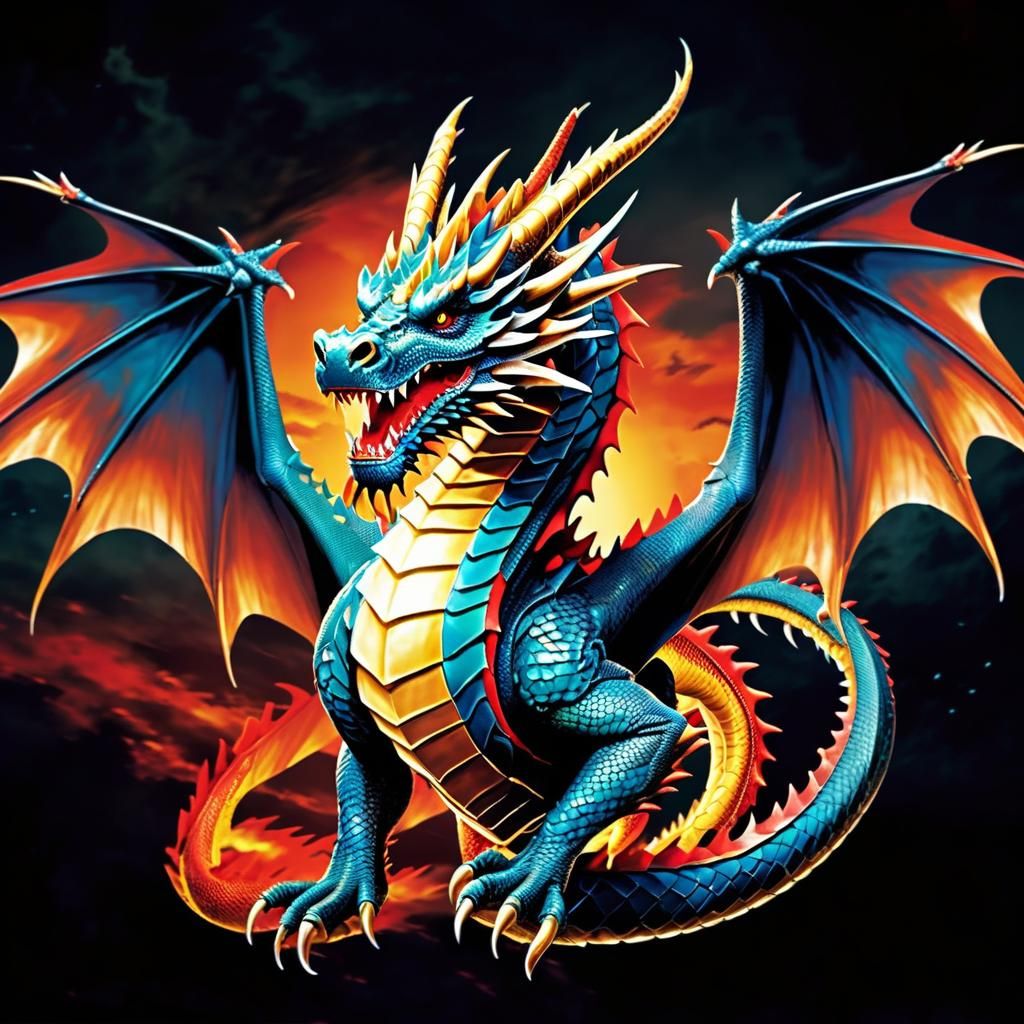 Majestic Flying Dragon Soaring Through the Sky