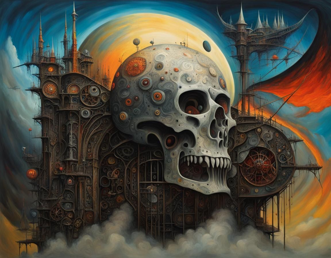 Colossal Gate Between Heaven and Hell in Gothic Style