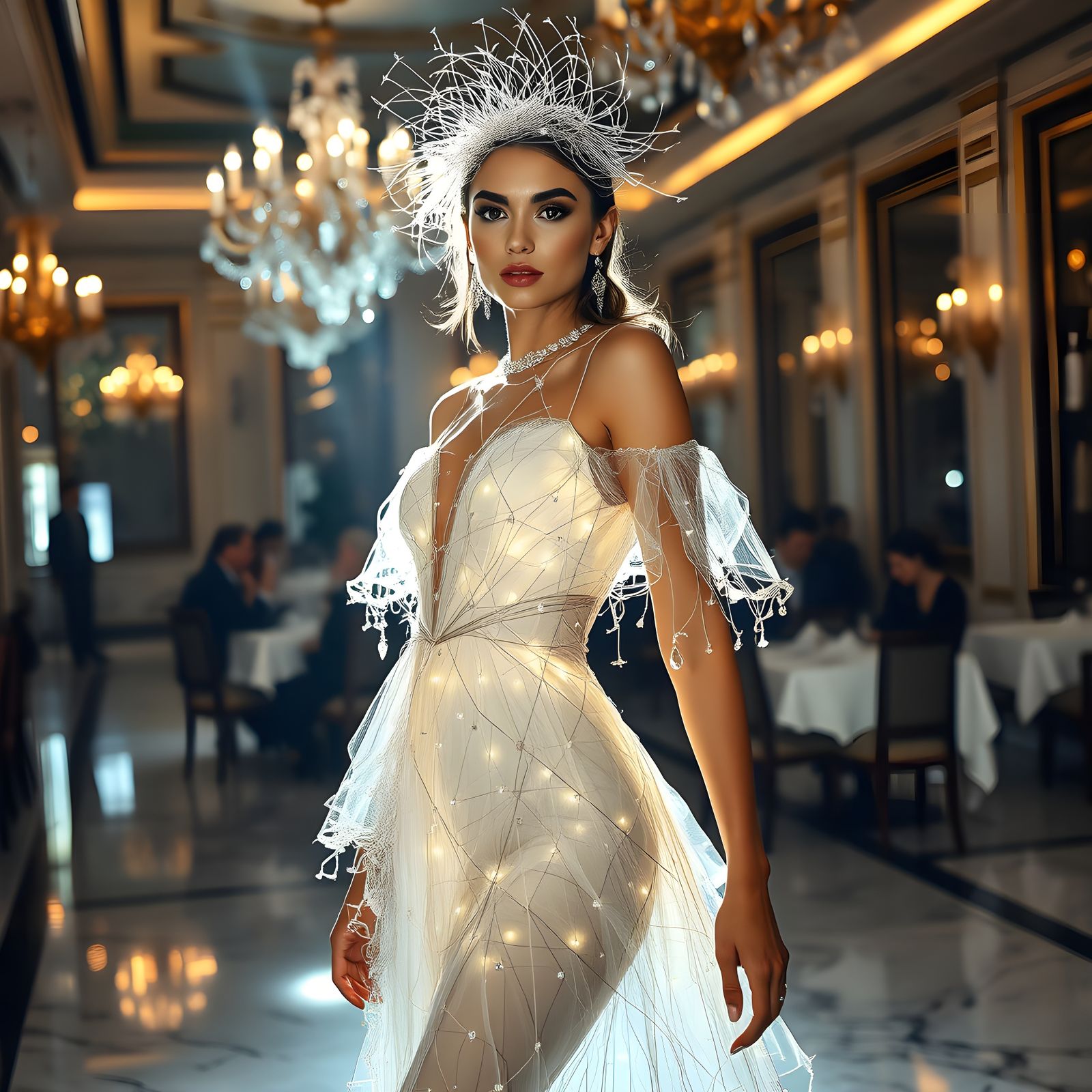 Luxurious Runway Show with Line-Light Couture