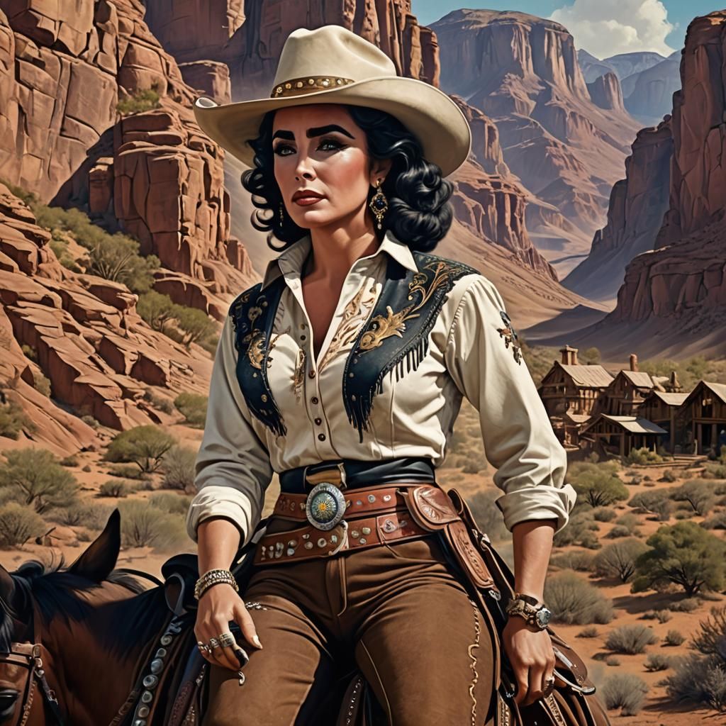 Elizabeth Taylor as Cowgirl: Detailed Matte Painting