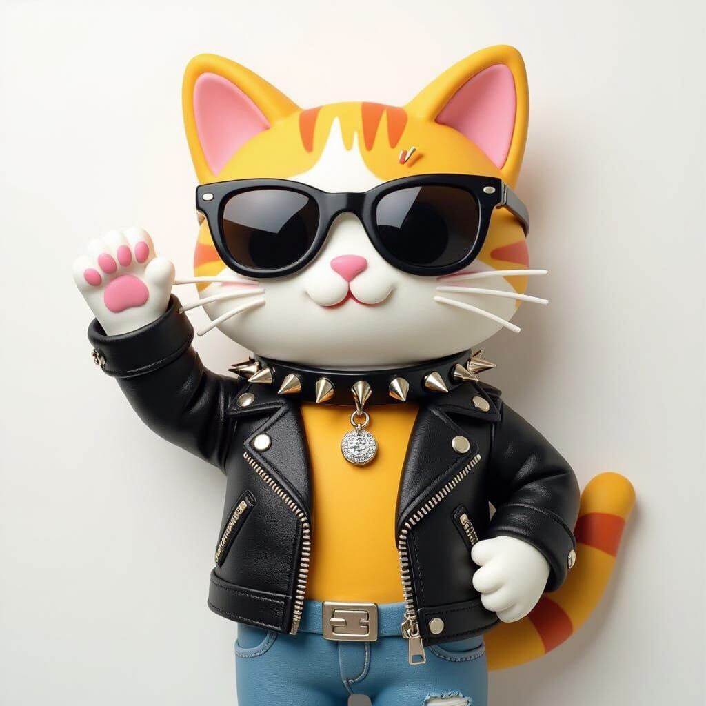 Playful Kawaii Cat in Playdough Style