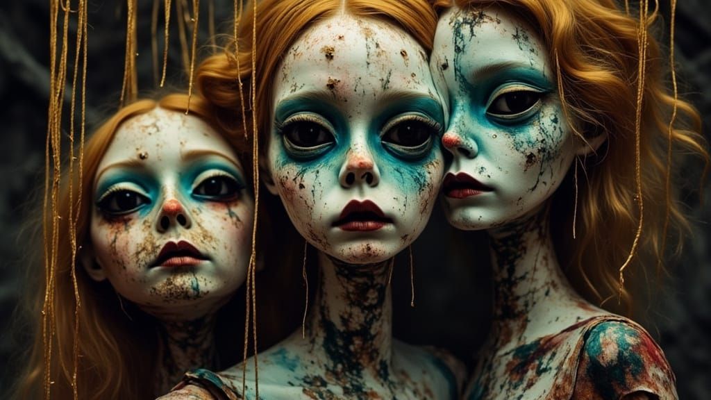 Marionette Puppets With Taut Strings in Concept Art Style