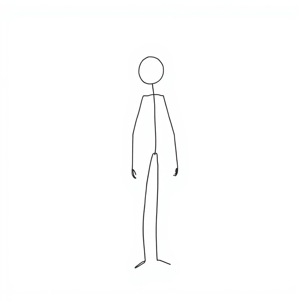 Sleek Single Line Drawing of a Simple Stick Figure in Black ...