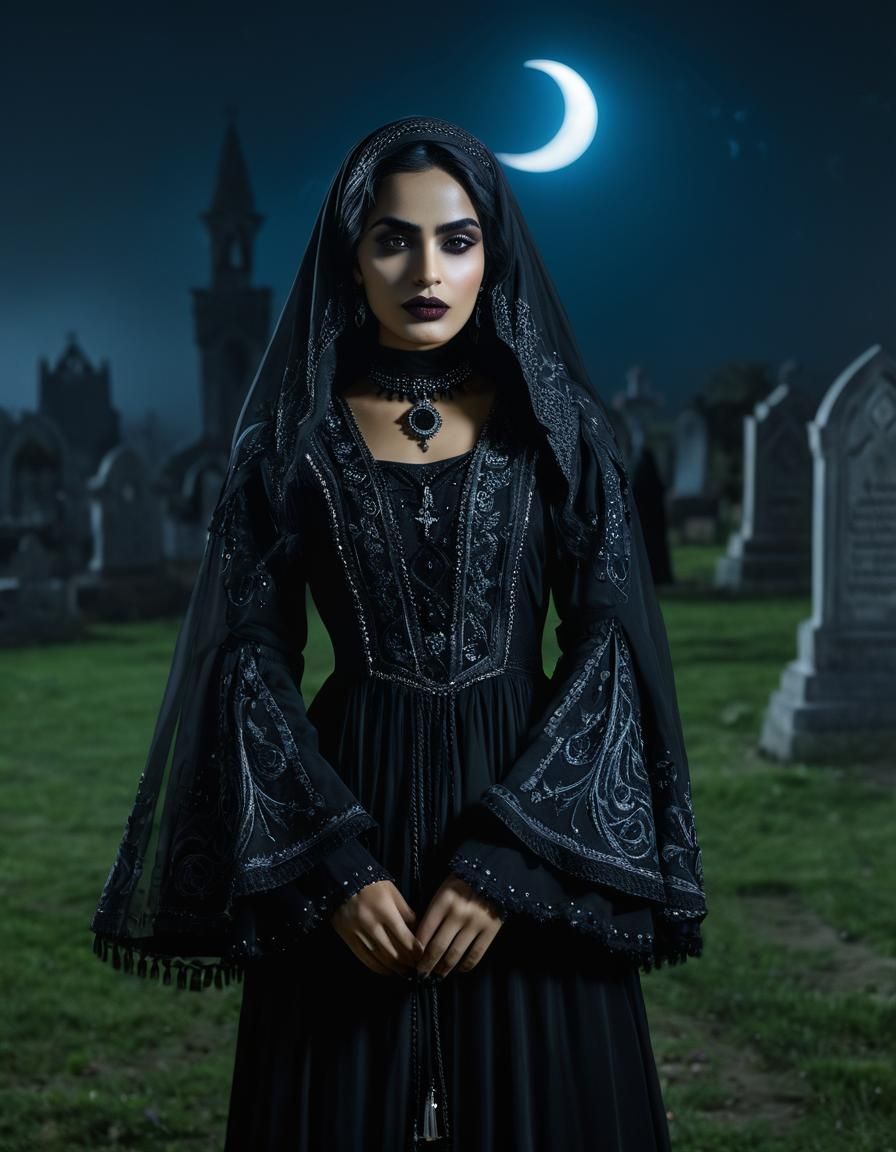 Gothic Halloween Portrait of Palestinian Woman