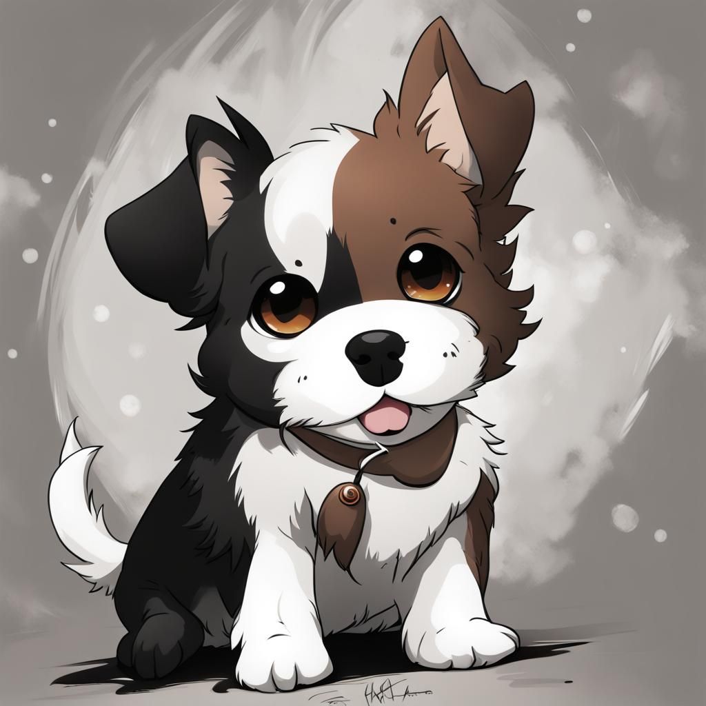 Anime-Style Portrait of a Small Dog