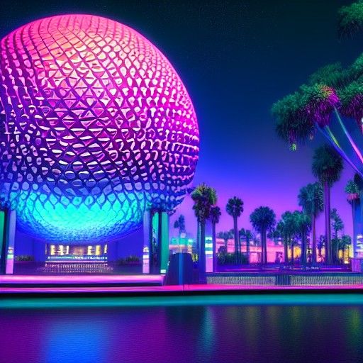 Epcot at Night in Detailed Surrealism