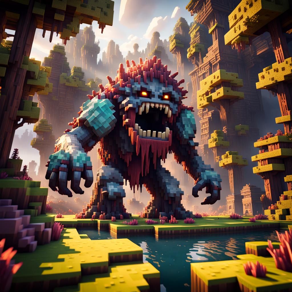 Minecraft Monster in Detailed Matte Painting