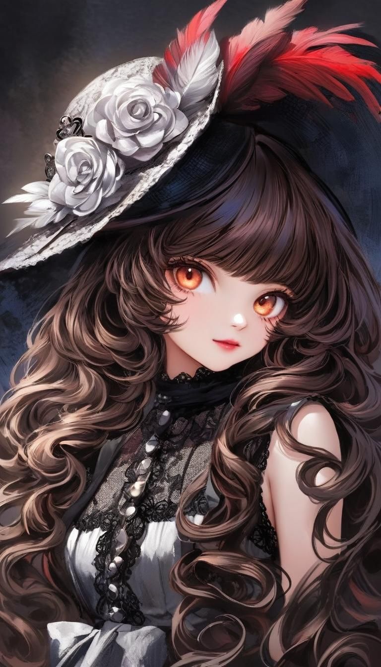 Elegant Brunette in Painterly Style with Vibrant Colors