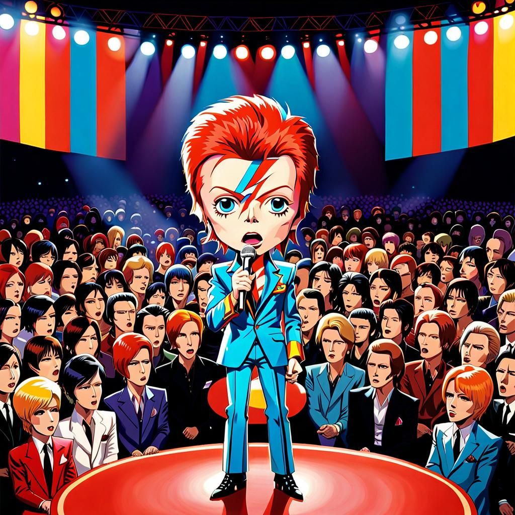 David Bowie as Ziggy Stardust in Chibi Style