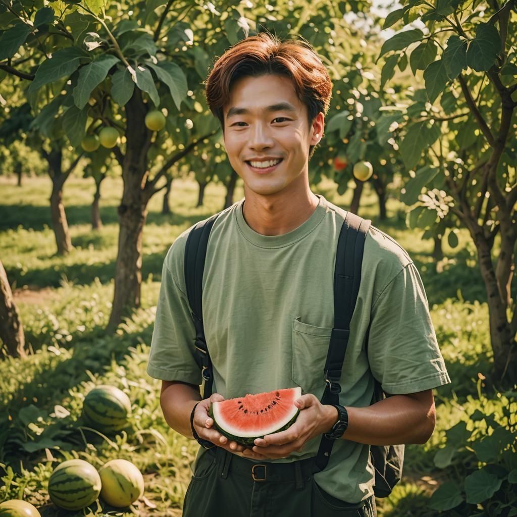 Cinematic Image of Person Holding Watermelon