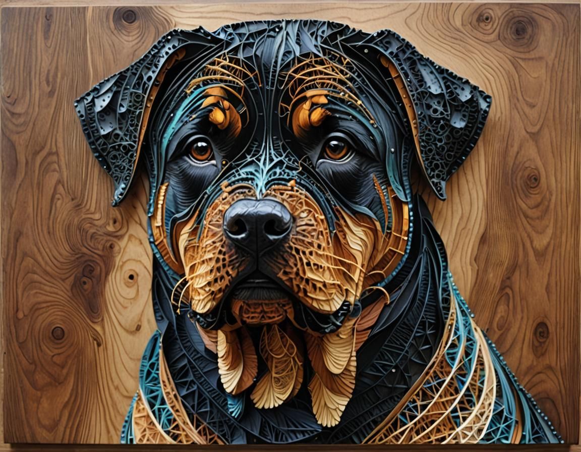 String art German Rottweiler dog