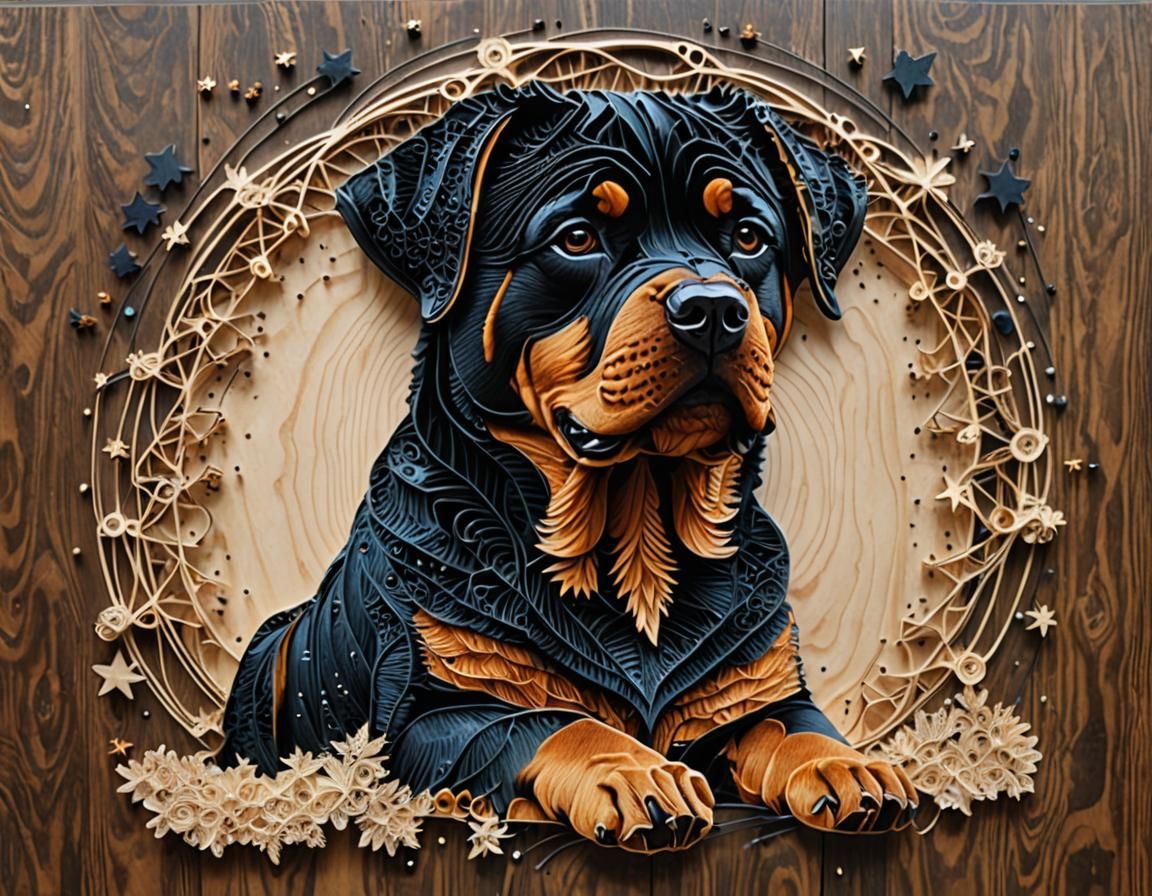 String art German Rottweiler dog