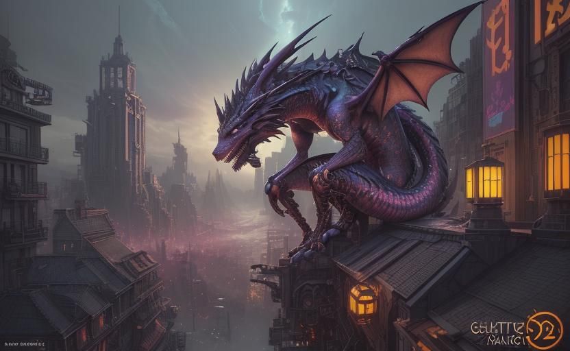 Steampunk Dragon in Hyperrealistic Graffiti Art Style