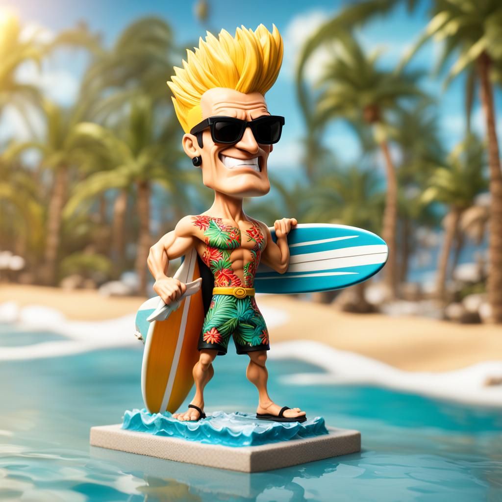 Johnny Bravo surfing in Hawaii