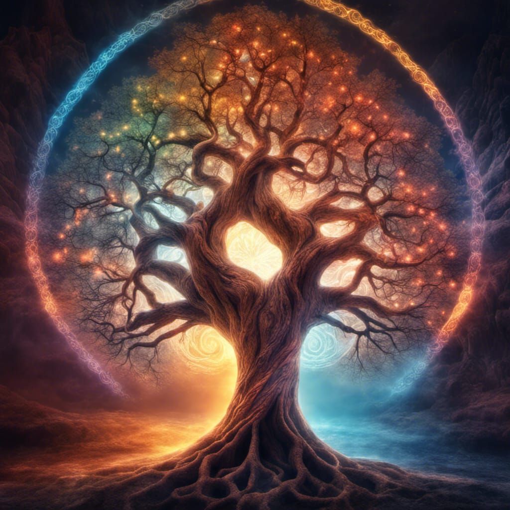 Chakra Tree of Life with Flowing Energy