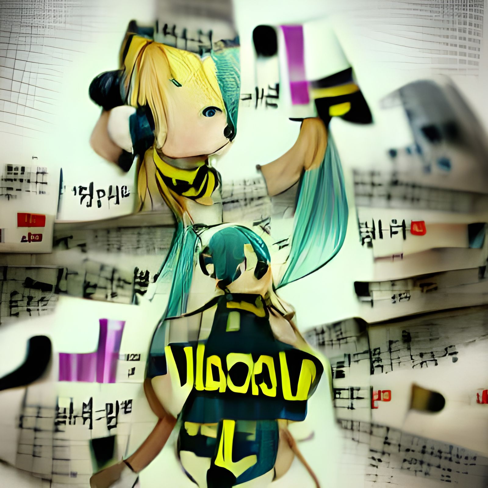 Stylized Vocaloid Character in Digital Art Style