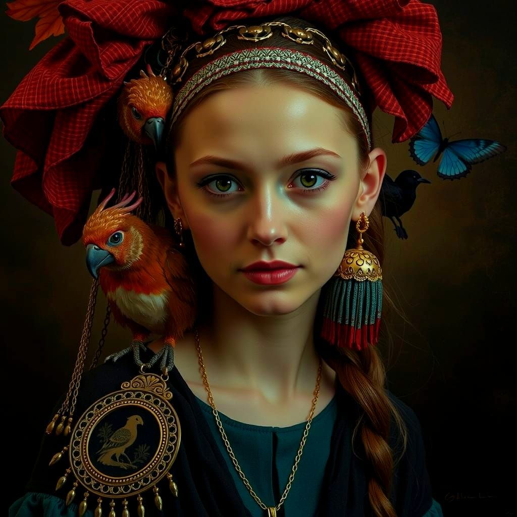 Cockatoo-Woman Portrait in Max Ernst Style