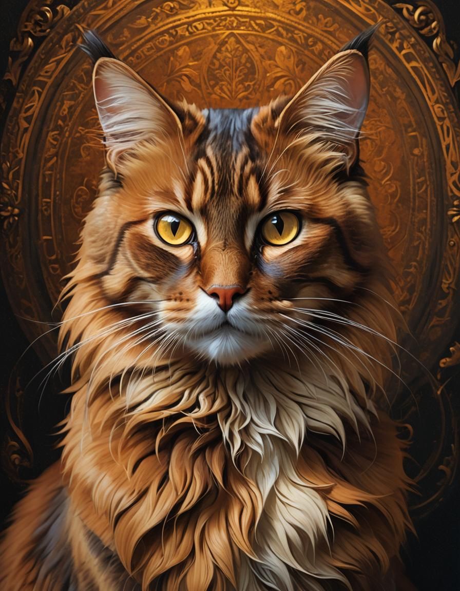 Anthropomorphic Cat as Mona Lisa Portrait