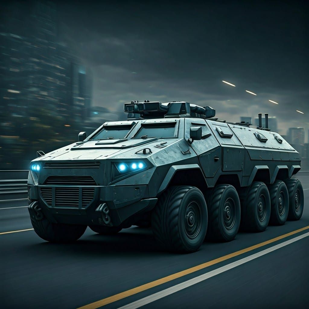 Futuristic Civilian Tank Car in 3D Style