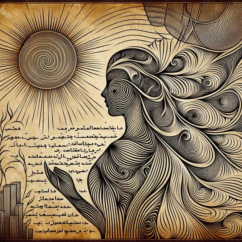 Abstract Woman in Leaf Dress: Optical Art Impression