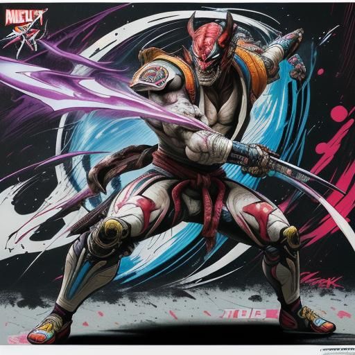 Yoshimitsu from Tekken as Comic Book Illustration