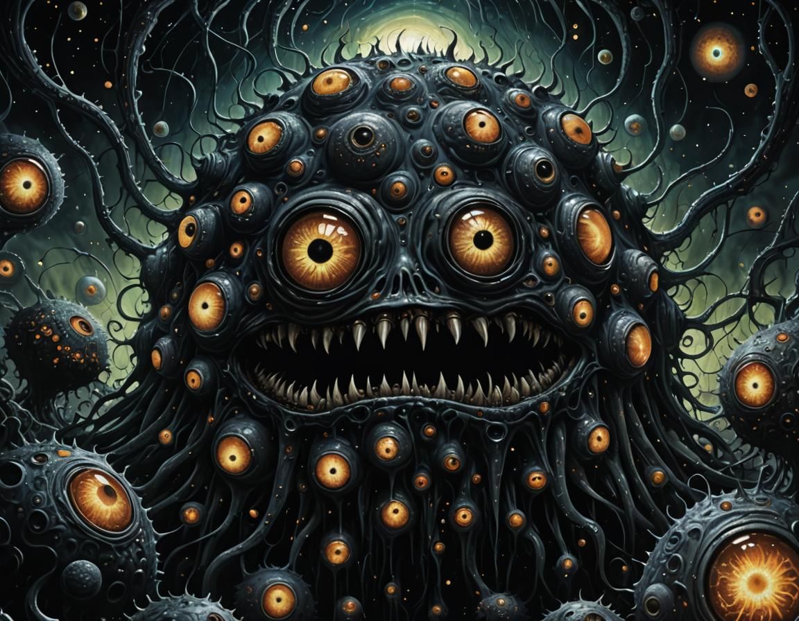 Grotesque Eyeballs Emerge from Black Hole: Cosmic Horror