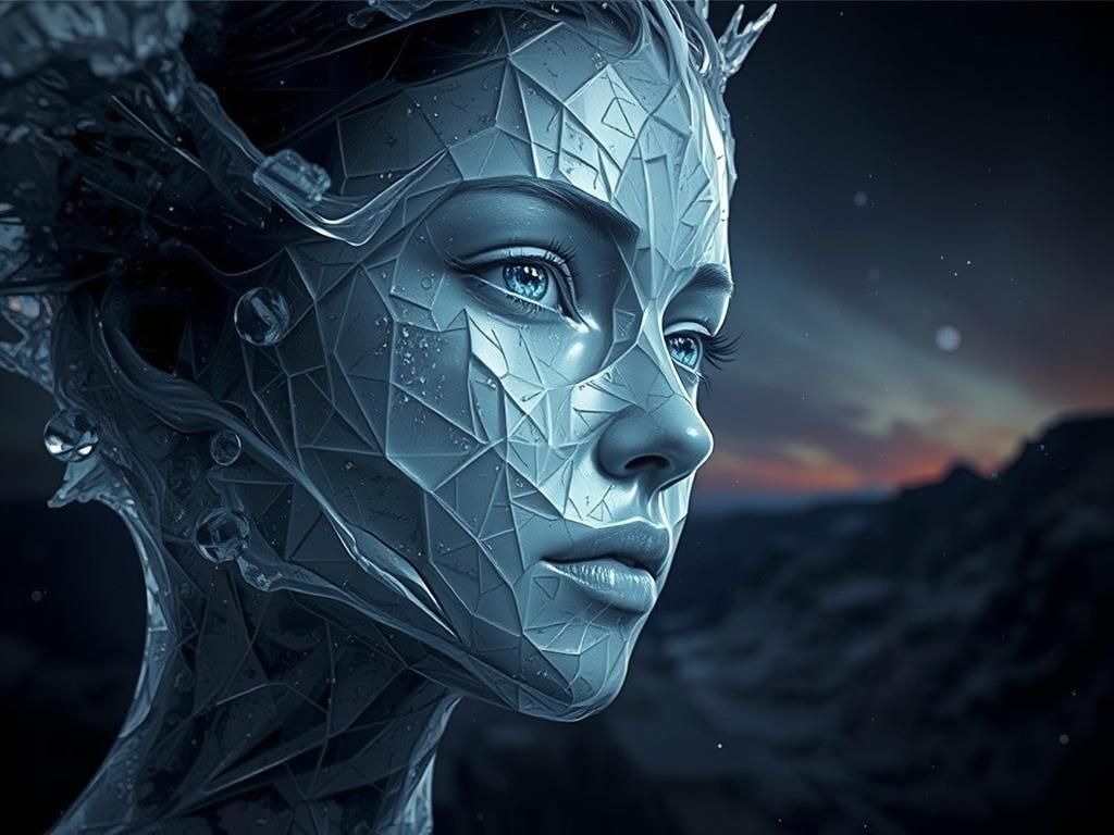 Crystalline Ice Woman in Cinematic Style