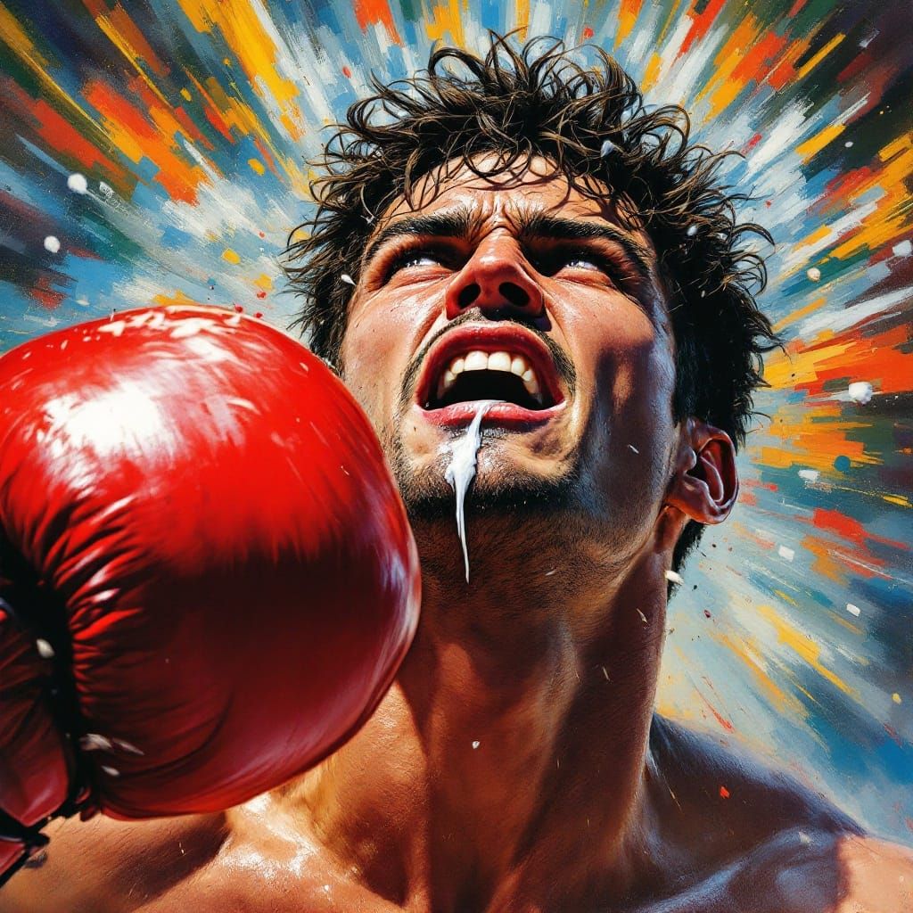 Vibrant Boxing Knockout in a Frenetic Split-Second