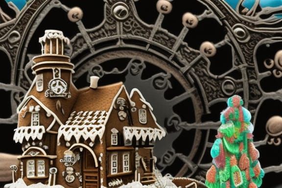 Steampunk Gingerbread Village in Digital Matte Painting