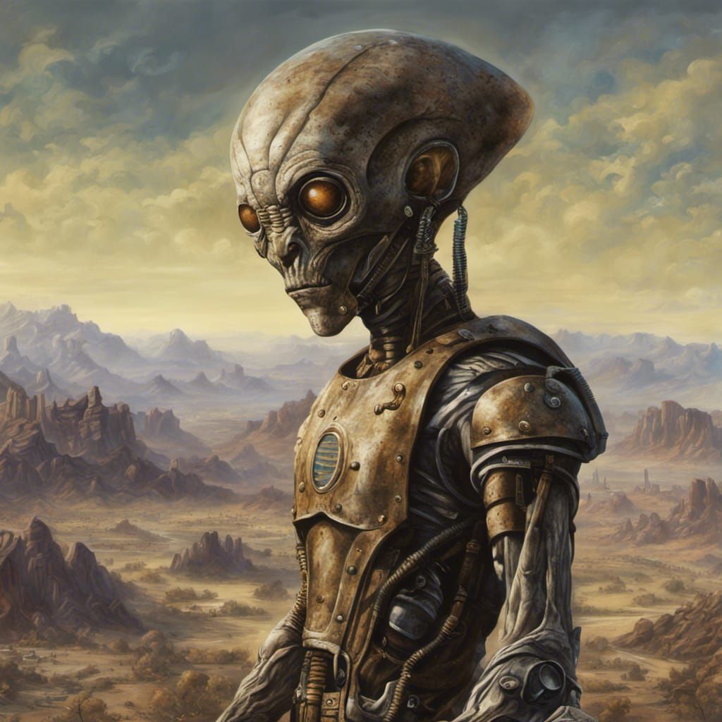 Alien Humanoid in a Fallout-Inspired Landscape