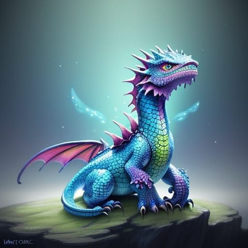 Cute Dragon Close-Up: A Vibrant Fantasy Illustration