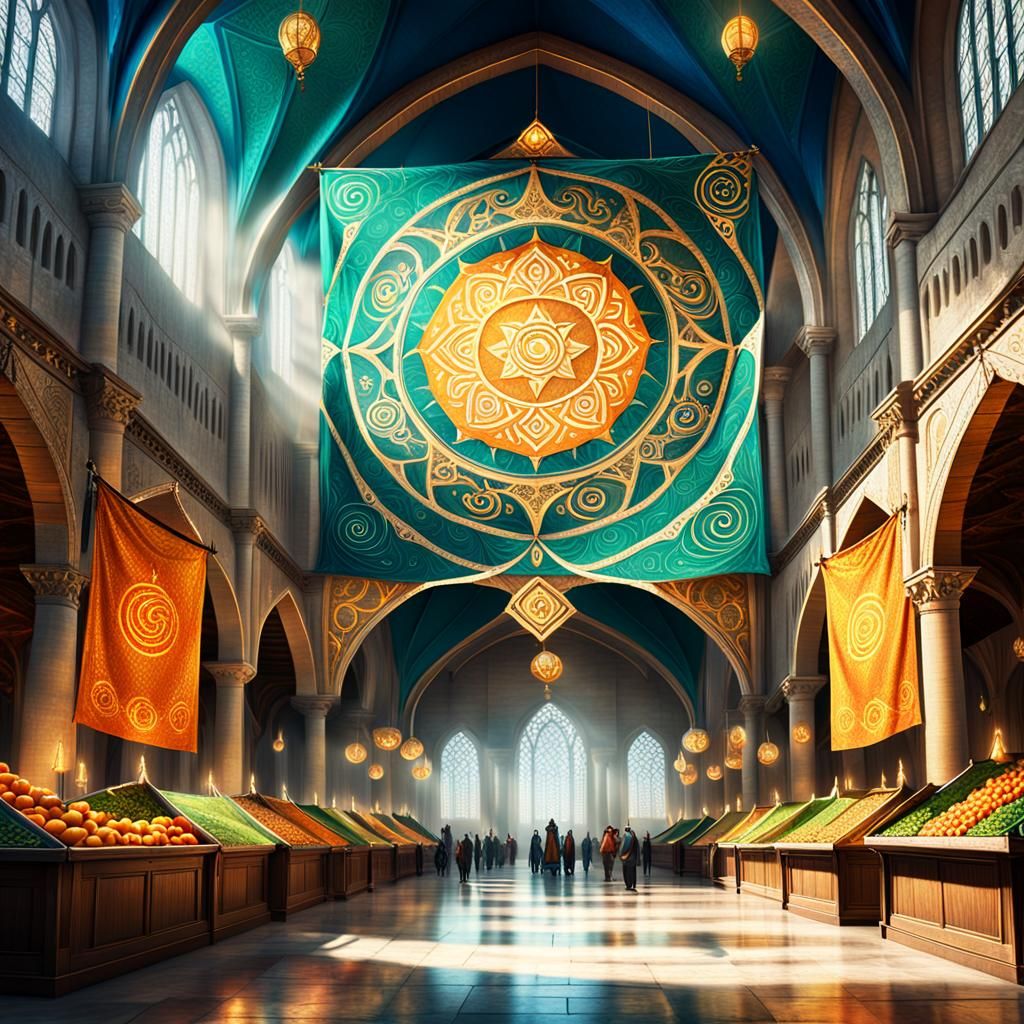 Mystical School Hall Banner in Fantasy Art Style