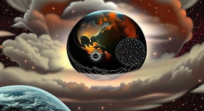Crystal Ball Planet in Space: Psychedelic Digital Art
