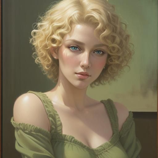 Blonde Woman Portrait in Oil Painting Style
