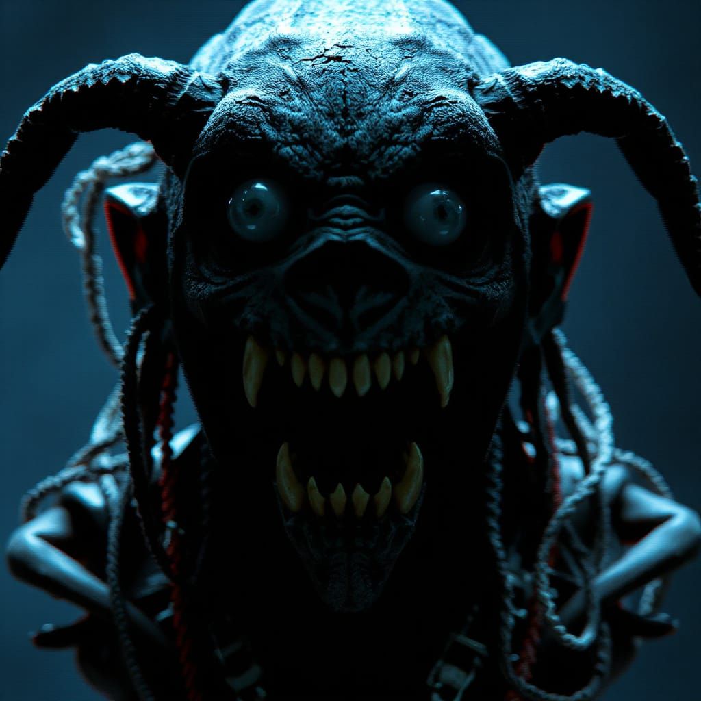 Glitched Portrait of an Evil Orc-Yeti Antihero