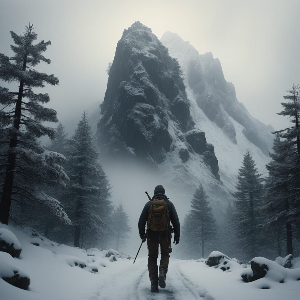 Winter Athletes Sprinting Through Majestic Mountain Passes