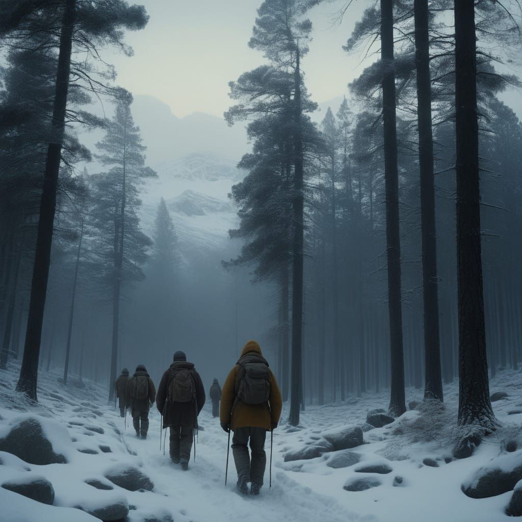 Determined Travelers Blaze Through Foggy Mountain Passes in....